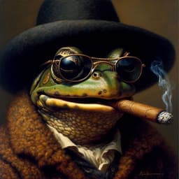 Image of a frog smoking a cigar.